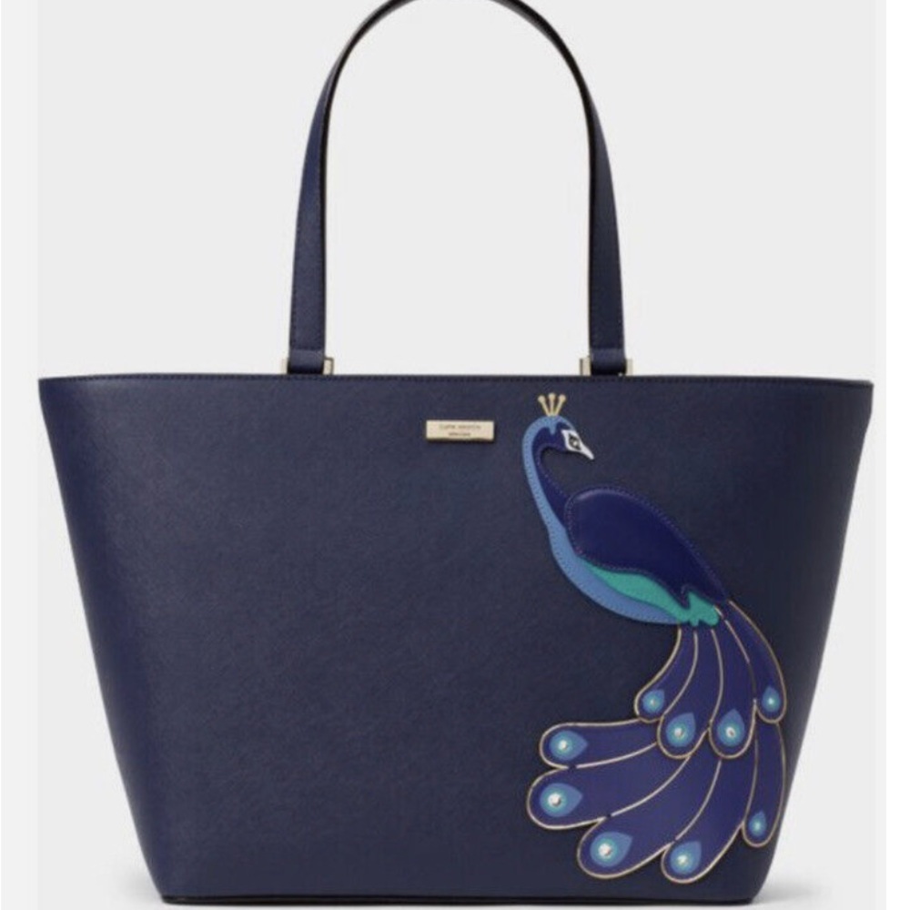 Kate Spade LIMITED EDITION Peacock Millie Navy Leather Tote